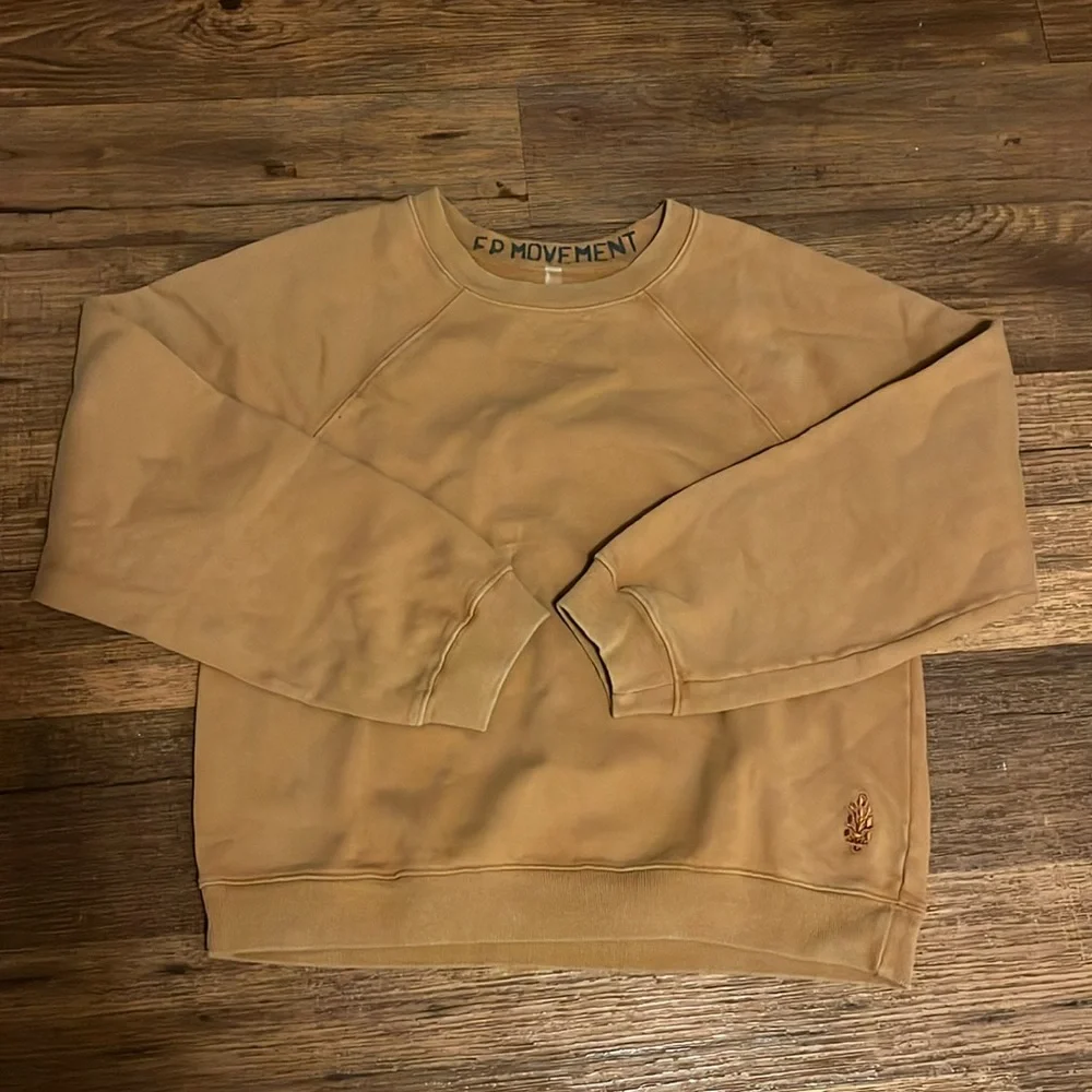 Free People Movement  For  The  Win  Pullover Crew Neck 99%Cotton Fleece Lining